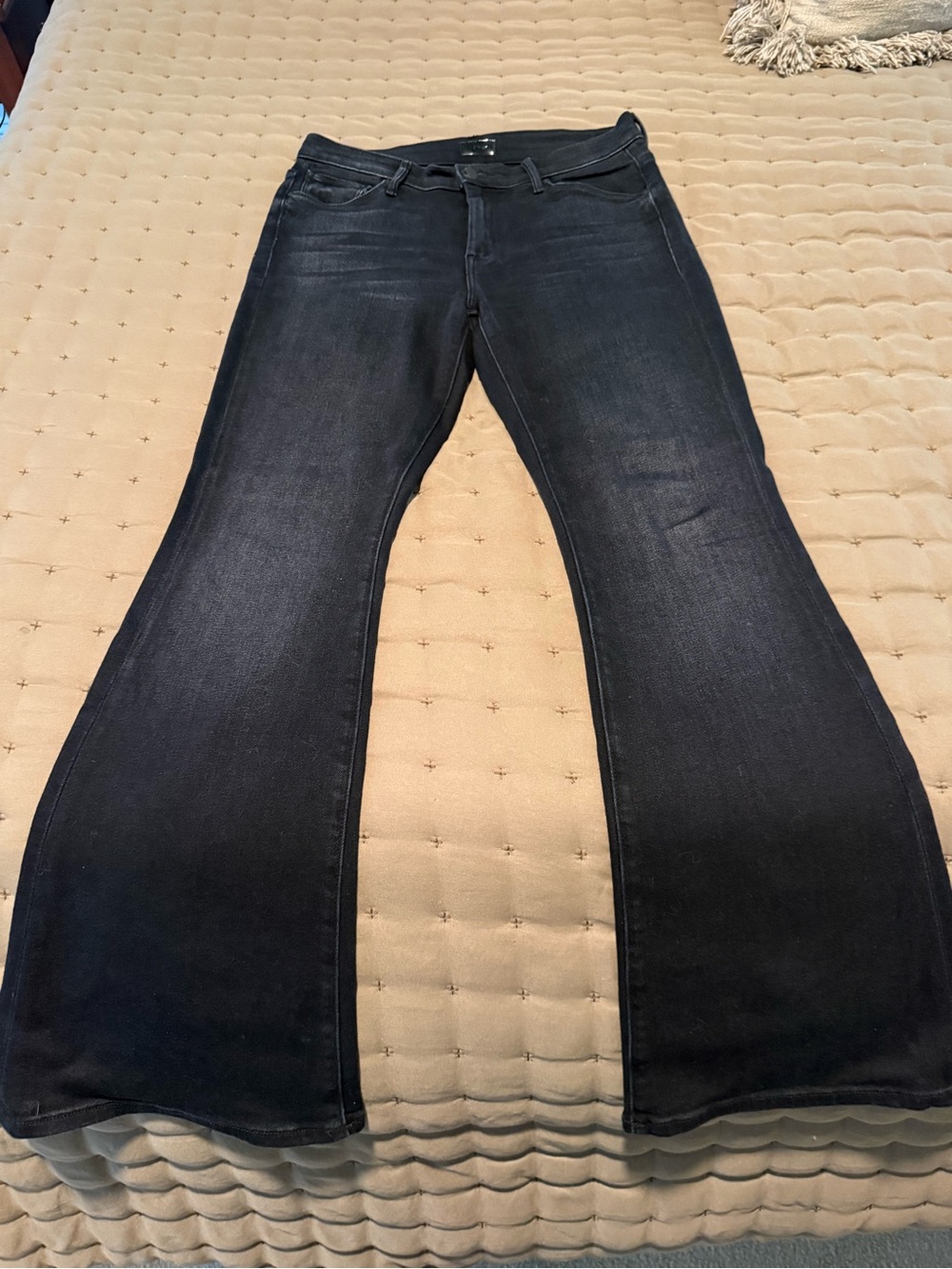 MOTHER Black Flared Jeans — Wide Leg Denim